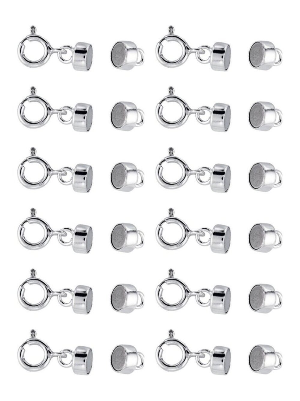 12 Pack 925 Sterling Silver Magnetic Necklace Clasp Converters w/ Spring Ring